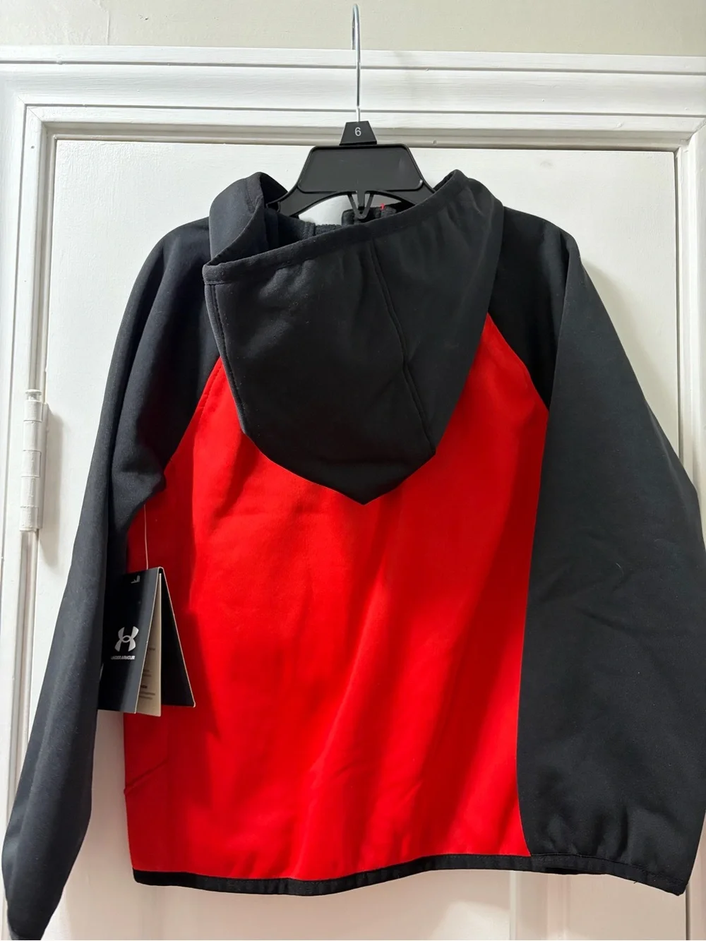 Under Armour Red and Black Kids Fleece Lined Waterproof Hooded Jacket Size 5 NWT